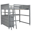 Full Size Loft Bed With Drawers And Desk With Shelves - Gray