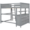 Full Size Loft Bed With Drawers And Desk With Shelves - Gray