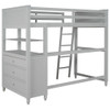 Twin Size Loft Bed With Drawers And Desk, With Shelves - Gray