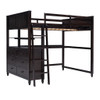 Full Size Loft Bed With Drawers And Desk With Shelves - Espresso