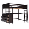 Full Size Loft Bed With Drawers And Desk With Shelves - Espresso