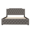 Queen Size Upholstered Platform Bed With Twin Size Trundle And 2 Sets Of USB Ports On Each Side - Gray