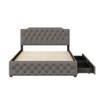 Queen Size Upholstered Platform Bed With 2 Drawers And 2 Sets Of USB Ports On Each Side - Gray