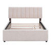 Full Size Upholstered Platform Bed With Twin Size Trundle - Beige