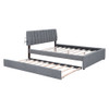 Queen Size Upholstered Platform Bed With Twin Long Trundle - Gray