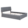 Queen Size Upholstered Platform Bed With Twin Long Trundle - Gray