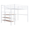 Full Size Loft Bed With Desk And Lateral Storage Ladder - White