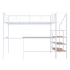 Full Size Loft Bed With Desk And Lateral Storage Ladder - White