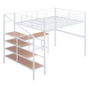 Full Size Loft Bed With Desk And Lateral Storage Ladder - White