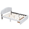 Queen Size Upholstered Platform Bed With Drawer - White