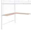 Full Size Loft Bed With Desk And Grid, Stylish Frame With Lateral Storage Ladder And Wardrobe - White