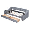 Twin Size Upholstered Daybed With Storage Armrests And USB Port - Gray