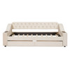 Twin Size Upholstered Daybed With Storage Armrests And USB Port - Beige