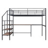 Full Size Loft Bed With Desk And Lateral Storage Ladder - Black