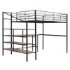 Full Size Loft Bed With Desk And Lateral Storage Ladder - Black