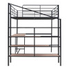 Full Size Loft Bed With Desk And Lateral Storage Ladder - Black