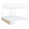 Full Long Over Queen Bunk Bed With 2 Drawers - White