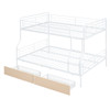 Full Long Over Queen Bunk Bed With 2 Drawers - White