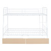 Full Long Over Queen Bunk Bed With 2 Drawers - White