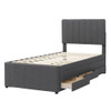 Twin Size Upholstered Platform Bed With Trundle And 3 Drawers - Gray