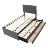 Twin Size Upholstered Platform Bed With Trundle And 3 Drawers - Gray