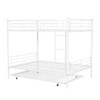 Full Over Full Metal Bunk Bed With Trundle - White
