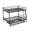 Full Long Over Queen Metal Bunk Bed With Trundle - Black
