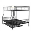 Full Long Over Queen Metal Bunk Bed With Trundle - Black