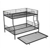 Full Long Over Queen Metal Bunk Bed With Trundle - Black