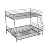 Full Long Over Queen Metal Bunk Bed With Trundle - Silver