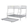 Full Long Over Queen Metal Bunk Bed With Trundle - Silver