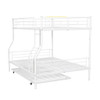 Full Long Over Queen Metal Bunk Bed With Trundle - White