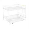 Full Long Over Queen Metal Bunk Bed With Trundle - White