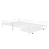 Full Long Over Queen Metal Bunk Bed With Trundle - White