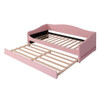 Twin Size Upholstered Daybed With Light And Trundle - Pink