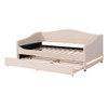 Twin Size Upholstered Daybed With Light And Trundle - Beige
