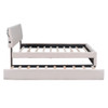 Queen Size Upholstered Platform Bed With Twin Long Trundle - Beige
