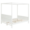 Queen Size Canopy Platform Bed With Headboard And Footboard, Slat Support Leg - White