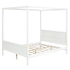 Queen Size Canopy Platform Bed With Headboard And Footboard, Slat Support Leg - White