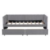 Twin Size Upholstered Daybed With Ergonomic Design Backrest And 2 Drawers - Gray