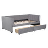 Twin Size Upholstered Daybed With Ergonomic Design Backrest And 2 Drawers - Gray