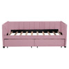 Twin Size Upholstered Daybed With Ergonomic Design Backrest And 2 Drawers - Pink