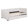 Twin Size Upholstered Daybed With Ergonomic Design Backrest And Trundle - Beige
