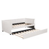 Twin Size Upholstered Daybed With Ergonomic Design Backrest And Trundle - Beige