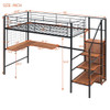 Twin Size Loft Bed With Desk And Grid, Stylish Frame With Lateral Storage Ladder And Wardrobe - Black
