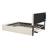 Queen Size Upholstered Platform Bed With Trundle And Drawers - Beige