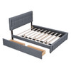 Queen Size Upholstered Platform Bed With Trundle And Drawers - Gray