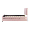 Twin Size Upholstered Platform Bed With Twin Size Trundle - Pink