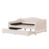 Full Size Upholstered Daybed With Light And Trundle - Beige