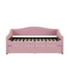 Full Size Upholstered Daybed With Light And Trundle - Pink